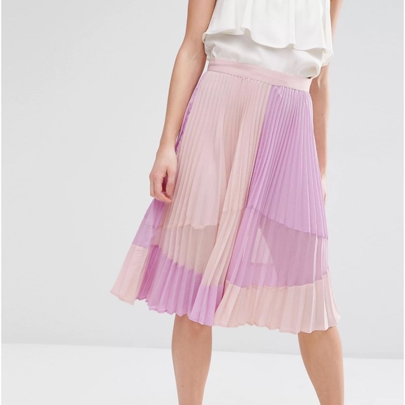 ASOS petite pleated midi skirt with sheer inset detail - Picture 2 of 9
